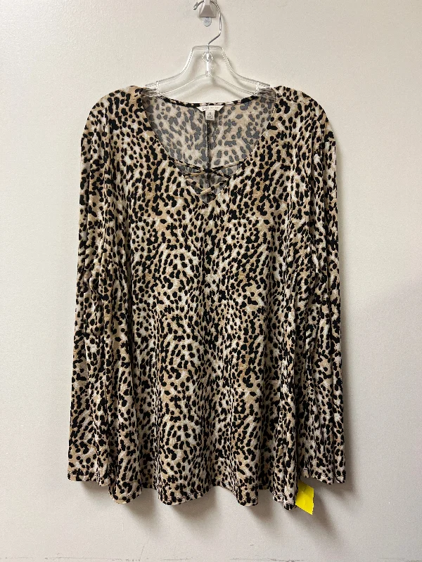 Top Long Sleeve By Cato In Animal Print, Size: Xl