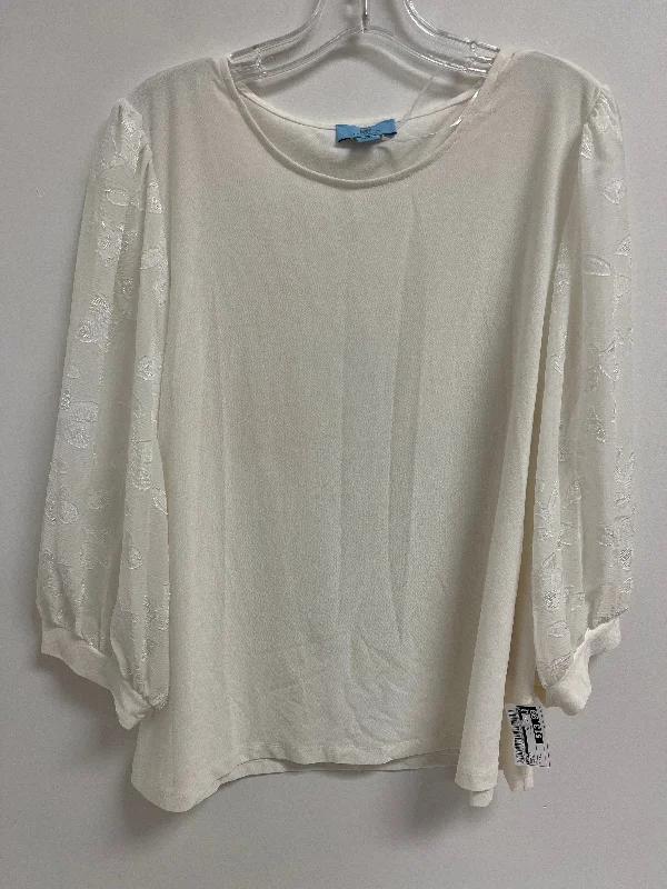 Top Long Sleeve By Cece In White, Size: Xl