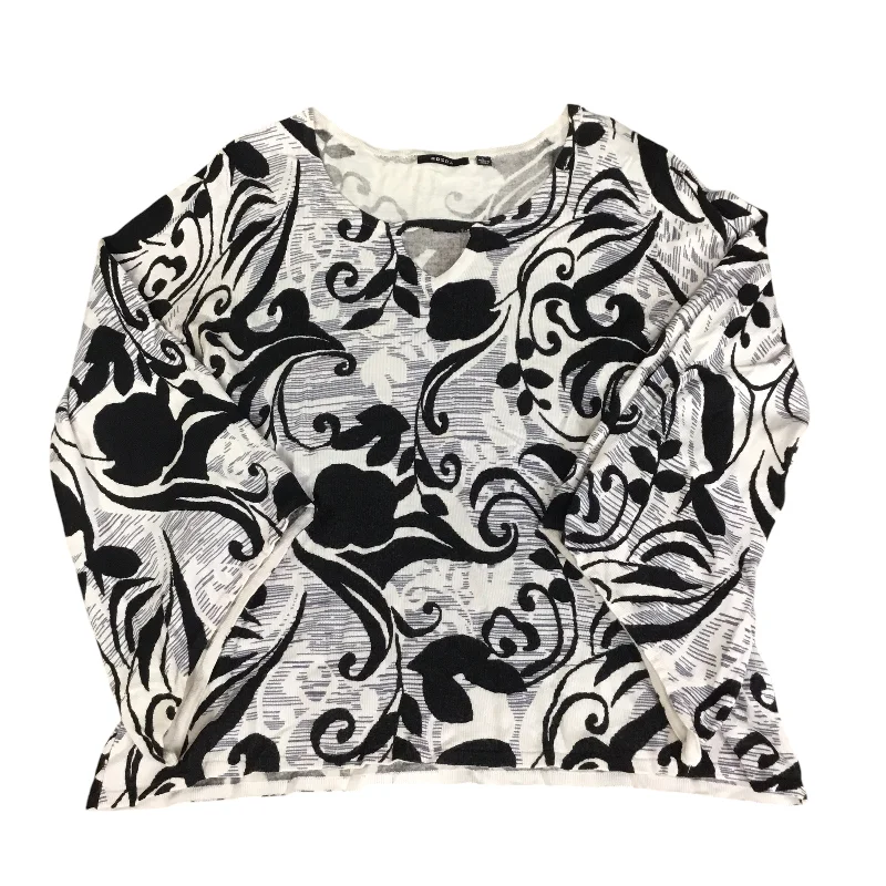 Top Long Sleeve By Clothes Mentor In Black & Cream, Size: L