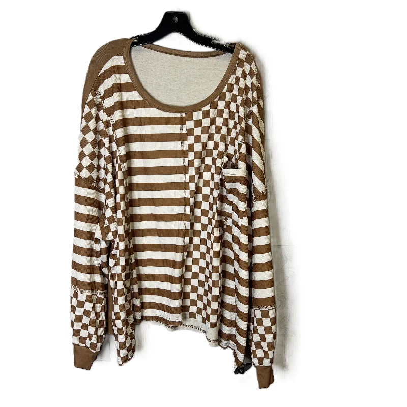 Top Long Sleeve By Clothes Mentor In Brown, Size: 3x