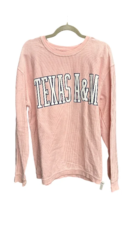 Top Long Sleeve By Clothes Mentor In Pink & White, Size: L