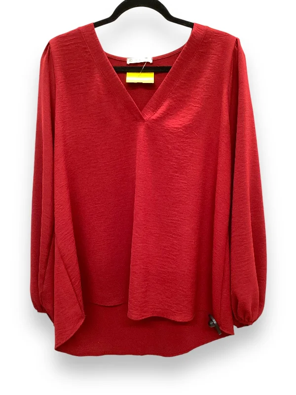 Top Long Sleeve By Clothes Mentor In Red, Size: L