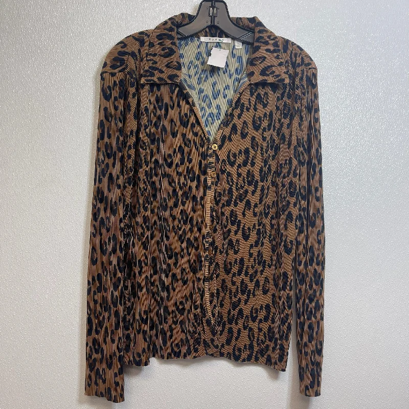 Top Long Sleeve By Cyrus Knits In Animal Print, Size: L