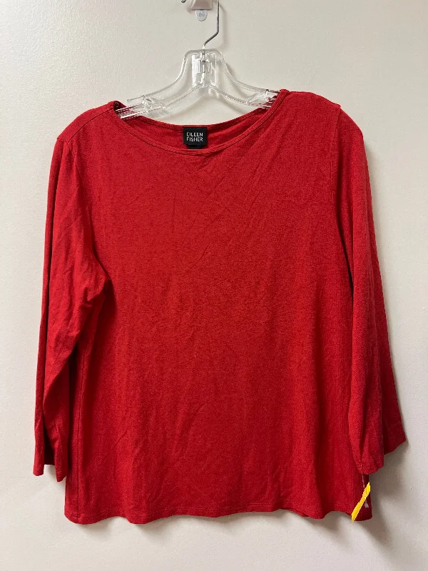 Top Long Sleeve By Eileen Fisher In Red, Size: S