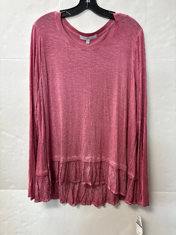 Top Long Sleeve By Fever In Pink, Size: Xl