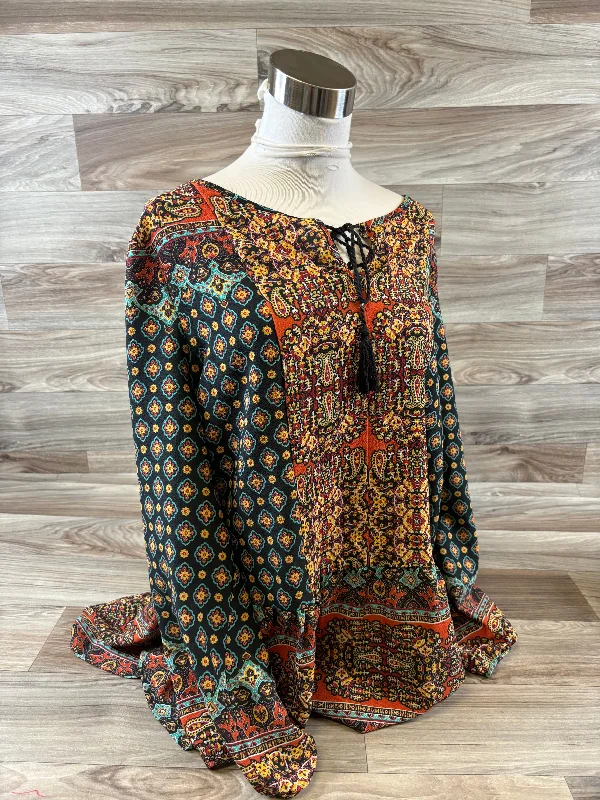 Top Long Sleeve By Hannah In Multi-colored, Size: 1x