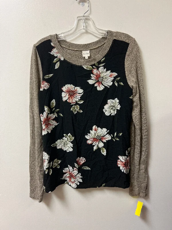 Top Long Sleeve By Kaleigh In Black & Cream, Size: S