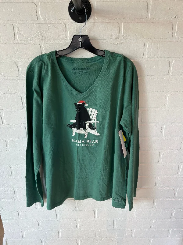 Top Long Sleeve By Life Is Good In Green, Size: Xl