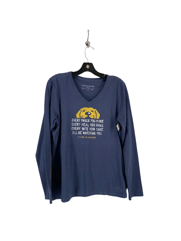 Top Long Sleeve By Life Is Good In Navy, Size: M