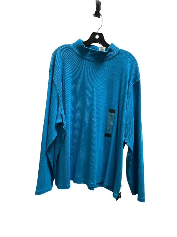 Top Long Sleeve By Liz Claiborne In Blue, Size: 3x