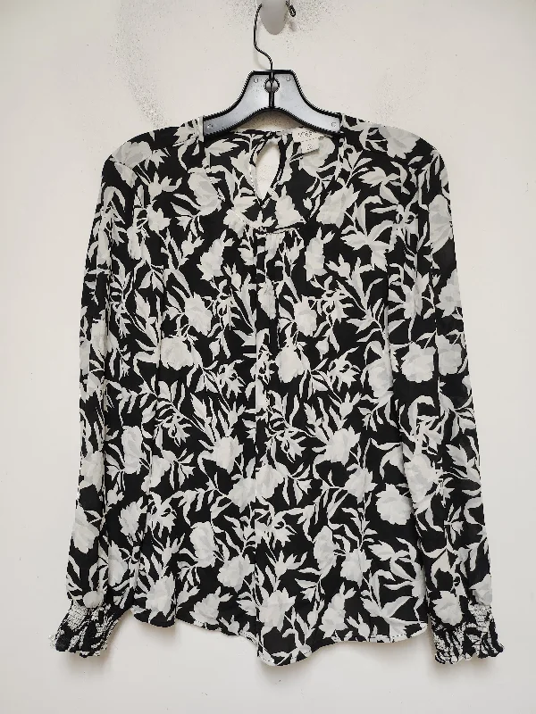 Top Long Sleeve By Loft In Black & White, Size: Xs