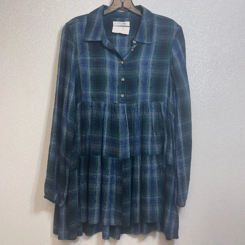 Top Long Sleeve By Lucky Brand O In Blue Plaid, Size: S