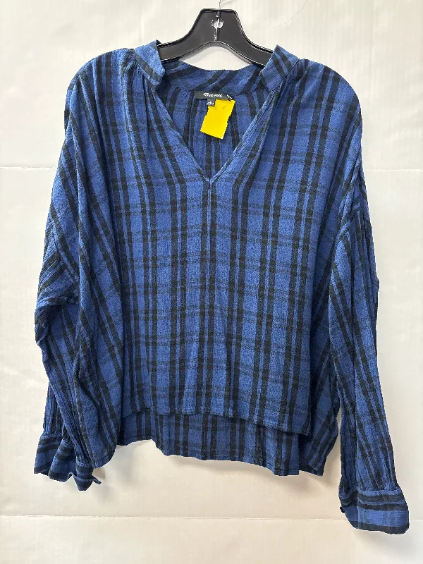 Top Long Sleeve By Madewell In Blue, Size: L