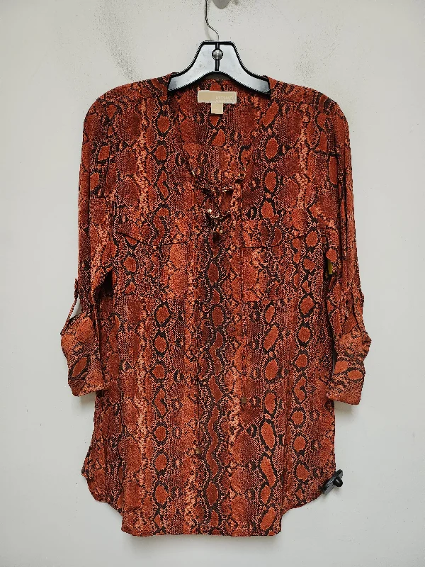 Top Long Sleeve By Michael By Michael Kors In Snakeskin Print, Size: S