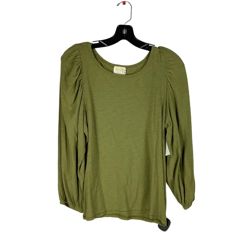 Top Long Sleeve By Nation In Green, Size: L