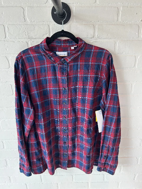 Top Long Sleeve By Orvis In Blue & Red, Size: Xl