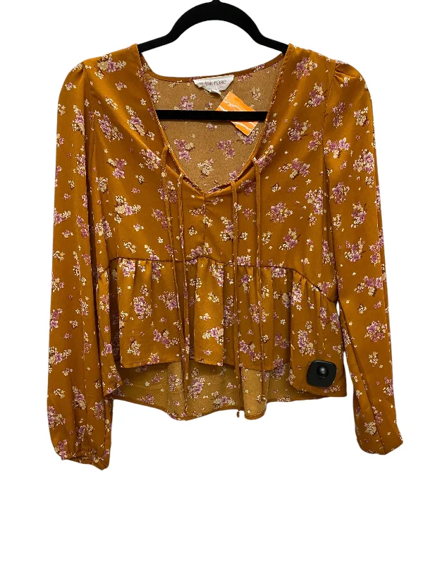 Top Long Sleeve By Pink Rose In Orange, Size: S