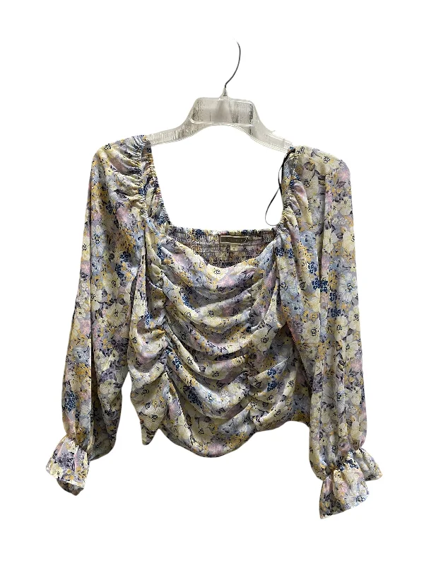 Top Long Sleeve By Pleione In Floral Print, Size: M