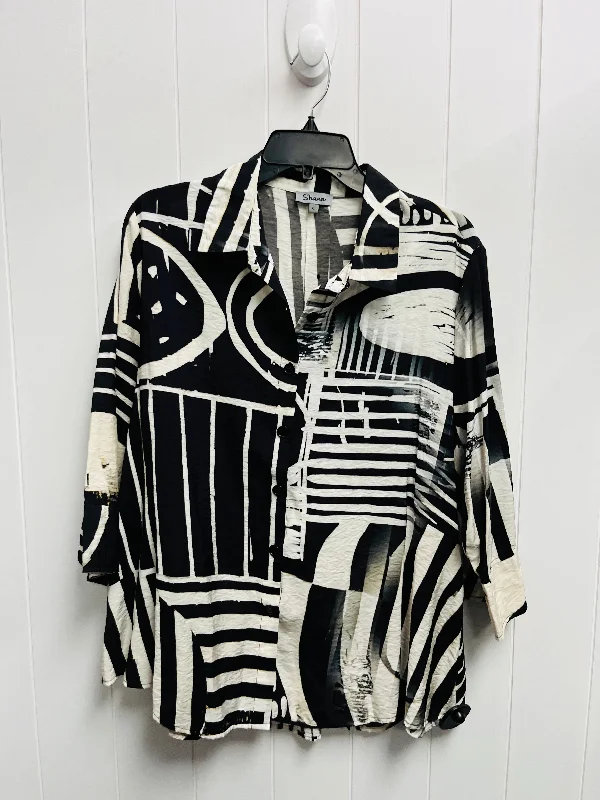 Top Long Sleeve By shana - In Black & Cream, Size: Xl