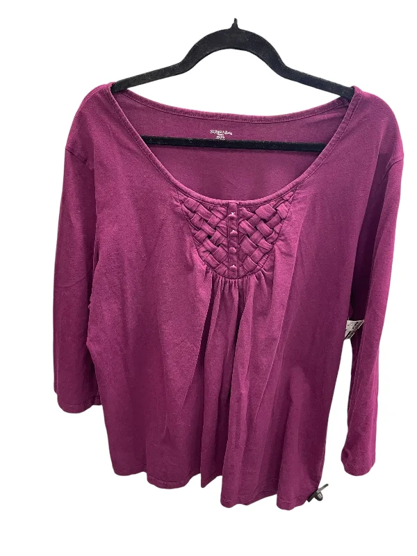 Top Long Sleeve By St Johns Bay In Purple, Size: 2x