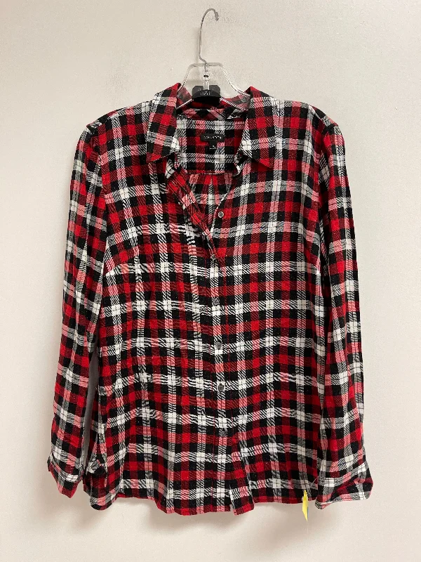 Top Long Sleeve By Talbots In Black & Red, Size: S