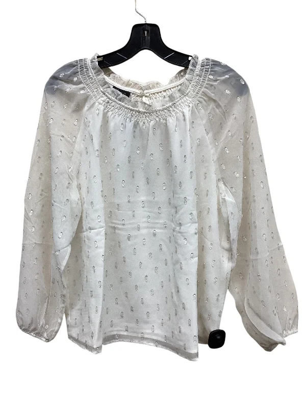 Top Long Sleeve By Talbots In Cream & Silver, Size: M