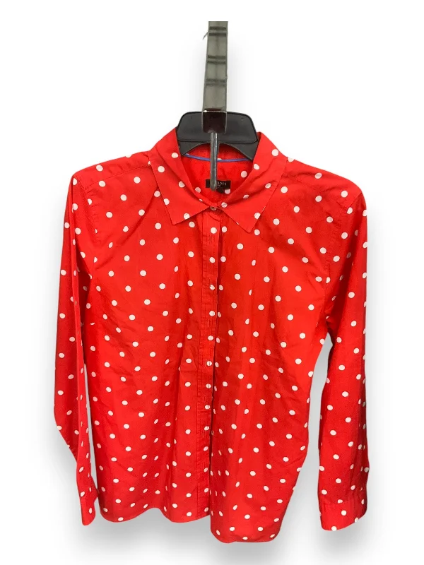 Top Long Sleeve By Talbots In Polkadot Pattern, Size: L