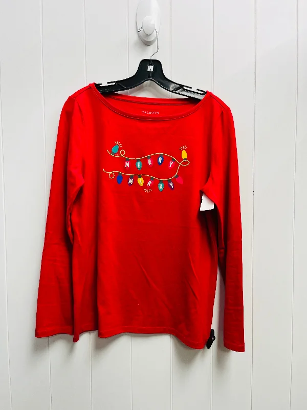 Top Long Sleeve By Talbots In Red, Size: M