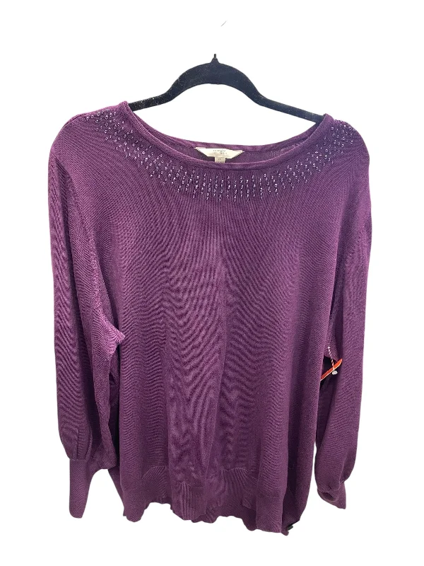 Top Long Sleeve By Terra & Sky In Purple, Size: 2x