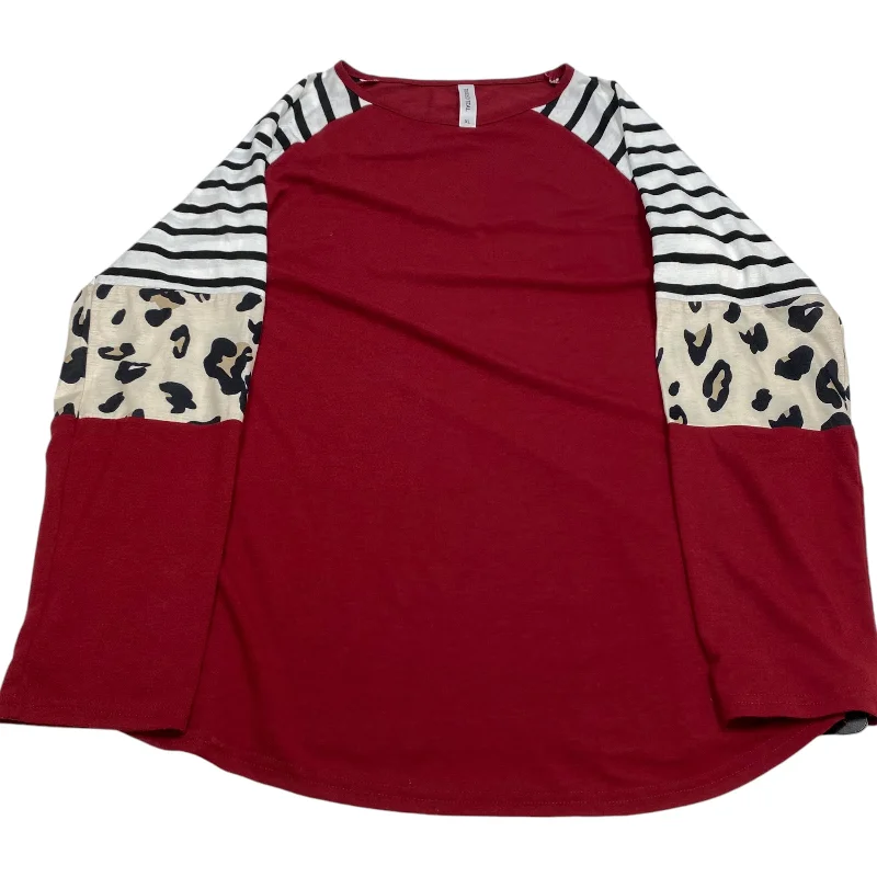 Top Long Sleeve By Tickled Teal In Red, Size: Xl