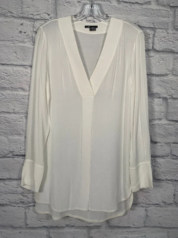 Top Long Sleeve By Vince In White, Size: S