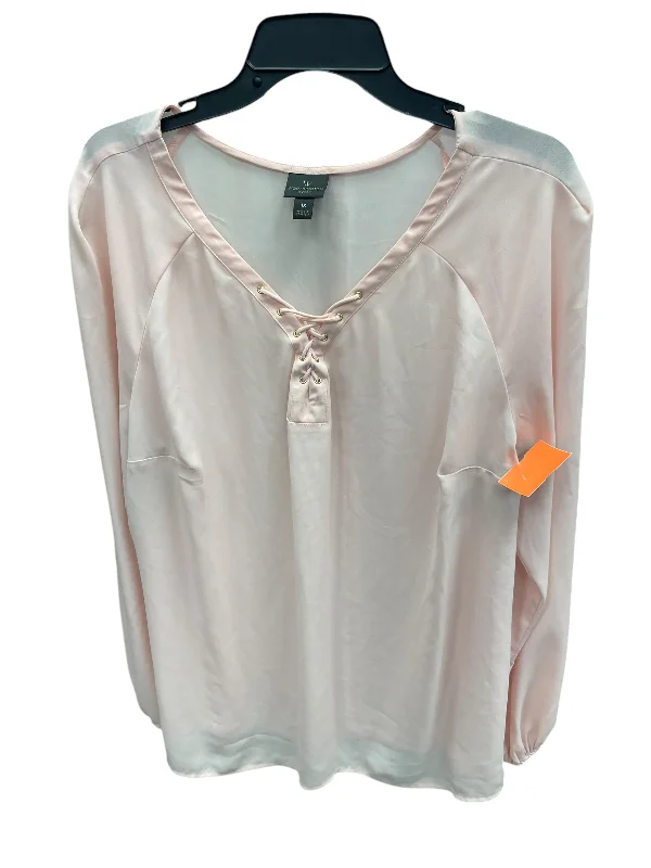 Top Long Sleeve By Worthington In Pink, Size: 1x