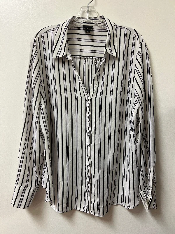 Top Long Sleeve By Worthington In Striped Pattern, Size: 2x