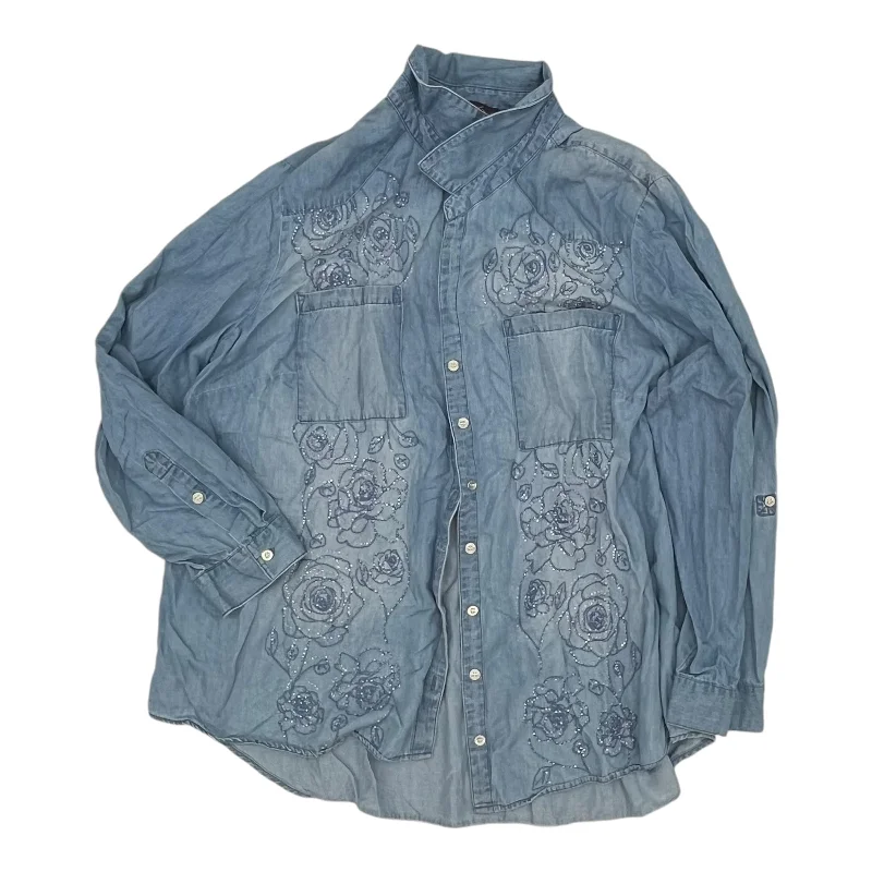 Top Ls By Gloria Vanderbilt In Blue Denim, Size:2X