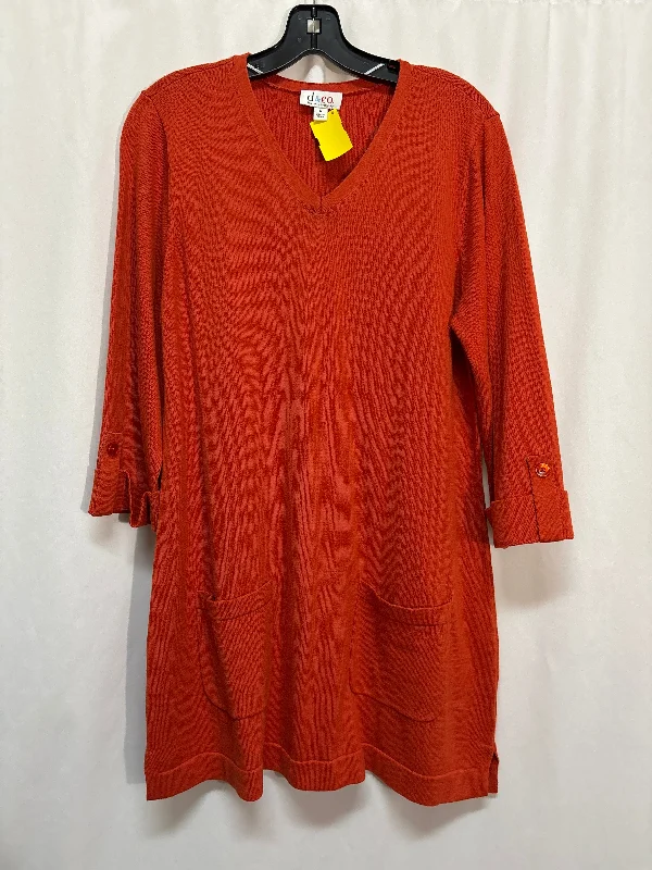 Tunic 3/4 Sleeve By Denim And Co Qvc In Orange, Size: M