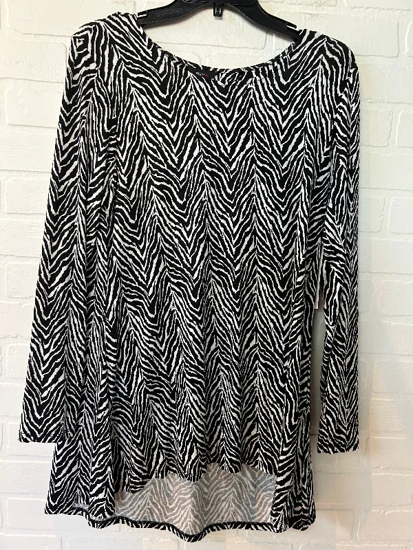 Tunic Long Sleeve By Intro In Black & White, Size: M